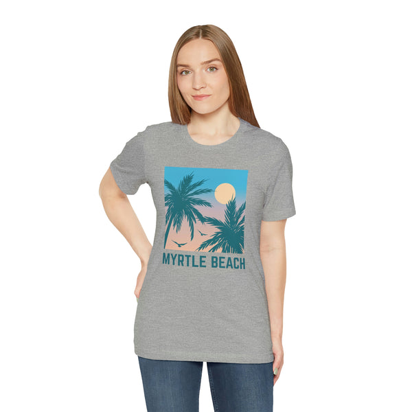 Myrtle Beach, South Carolina T-Shirt - Retro Palm Tree & Beach Unisex Myrtle Beach Shirt