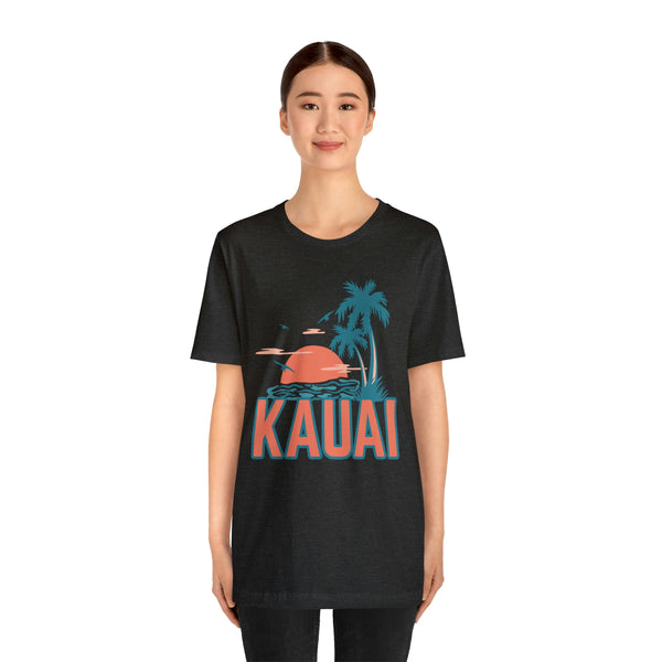 Kauai, Hawaii T-Shirt - Retro Palm Tree & Beach Unisex Kauai Shirt