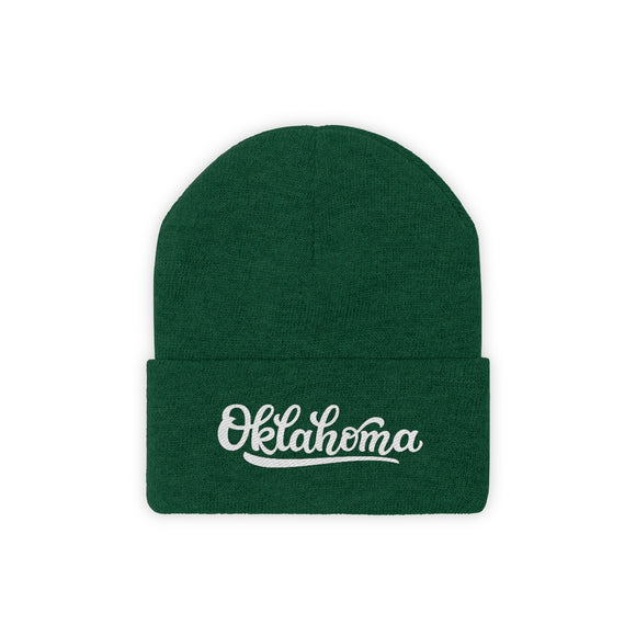 Oklahoma Beanie - Adult Hand Lettered Embroidered Oklahoma Knit Hat