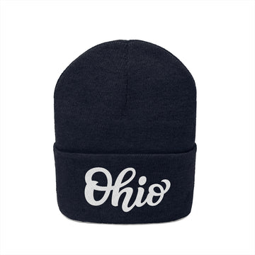 Ohio Beanie - Adult Hand Lettered Embroidered Ohio Knit Hat - 0