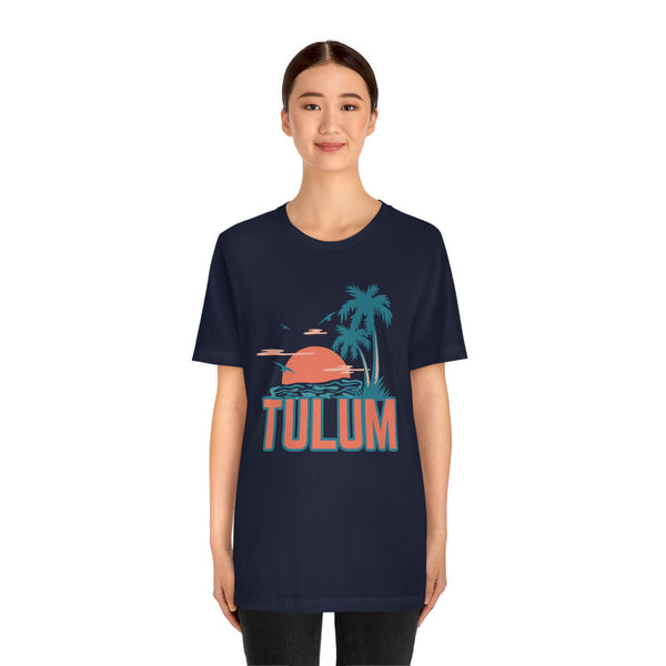 Tulum, Mexico T-Shirt - Retro Palm Tree & Beach Unisex Tulum Shirt