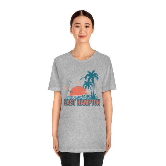 East Hampton, New York T-Shirt - Retro Palm Tree & Beach Unisex East Hampton Shirt