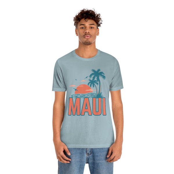 Maui, Hawaii T-Shirt - Retro Palm Tree & Beach Unisex Maui Shirt