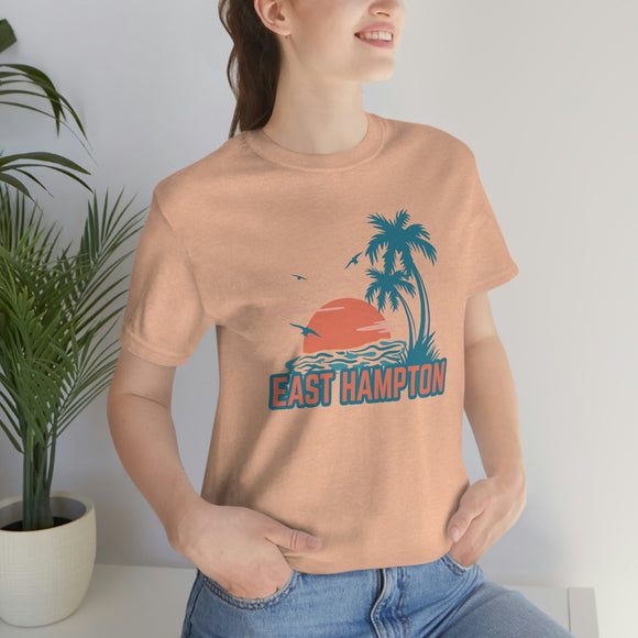 East Hampton, New York T-Shirt - Retro Palm Tree & Beach Unisex East Hampton Shirt