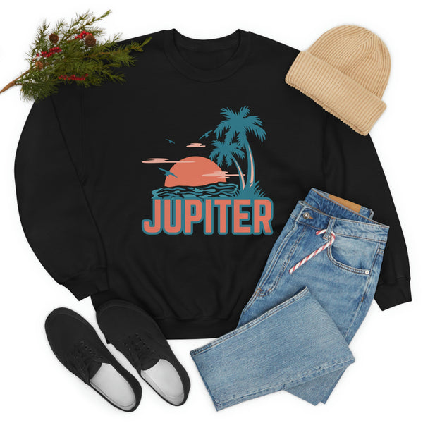 Jupiter, Florida Sweatshirt - Unisex Retro Palm Tree Crewneck Jupiter Sweatshirt