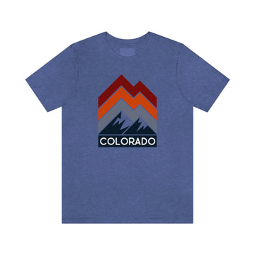 Buy heather-true-royal Colorado T-Shirt - Retro Mountain Line Unisex Colorado Shirt