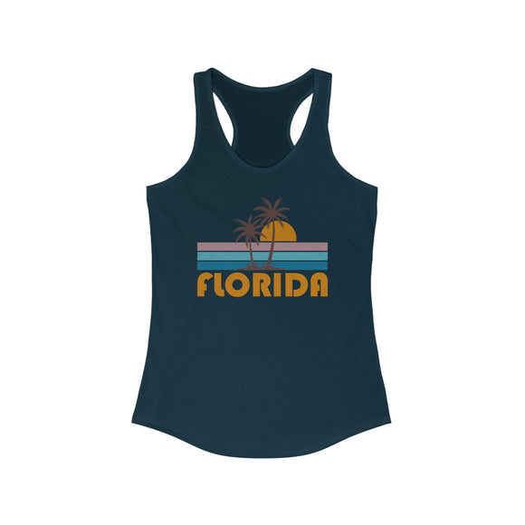 Florida Women's Tank - Retro Palm Tree Women's Racerback Florida Tank Top