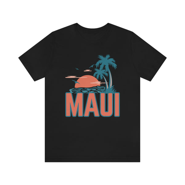 Maui, Hawaii T-Shirt - Retro Palm Tree & Beach Unisex Maui Shirt