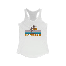 West Palm Beach, Florida Women's Tank - Retro Palm Tree Women's Racerback West Palm Beach Tank Top