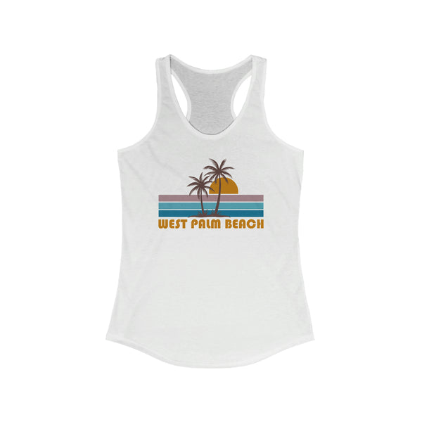 West Palm Beach, Florida Women's Tank - Retro Palm Tree Women's Racerback West Palm Beach Tank Top