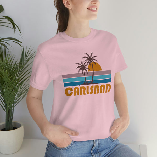 Carlsbad, California T-Shirt - Retro Palm Tree Unisex Carlsbad Shirt