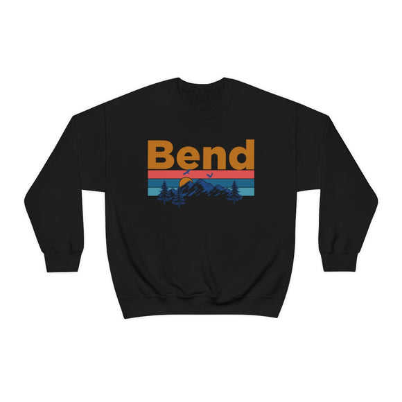 Bend, Oregon Crewneck Sweatshirt - Mountain & Birds Unisex
