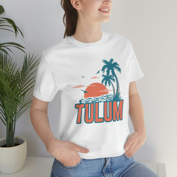 Tulum, Mexico T-Shirt - Retro Palm Tree & Beach Unisex Tulum Shirt