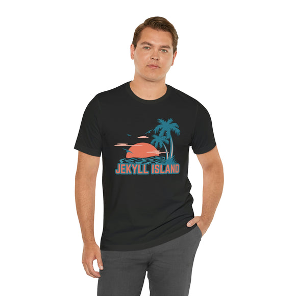 Jekyll Island, Georgia T-Shirt - Retro Palm Tree & Beach Unisex Jekyll Island Shirt