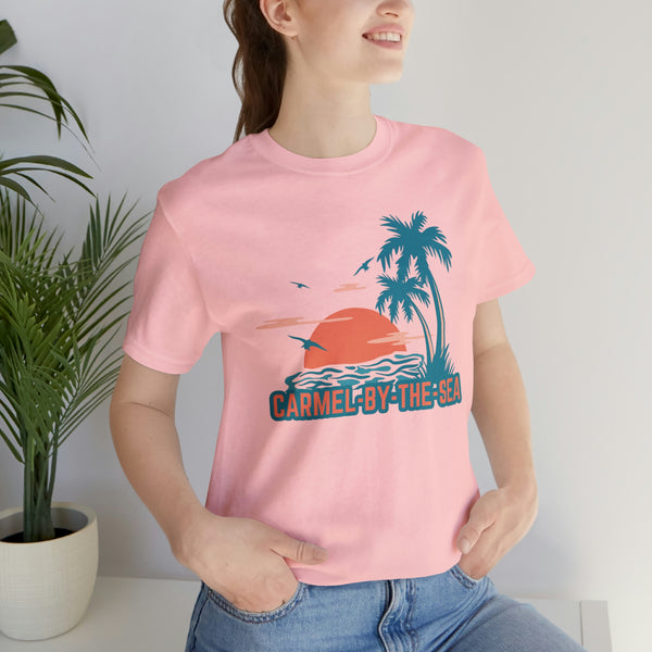 Carmel-by-the-Sea, California T-Shirt - Retro Palm Tree & Beach Unisex Carmel-by-the-Sea Shirt