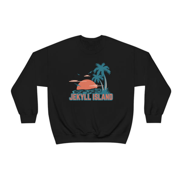 Jekyll Island, Georgia Sweatshirt - Unisex Retro Palm Tree Crewneck Jekyll Island Sweatshirt