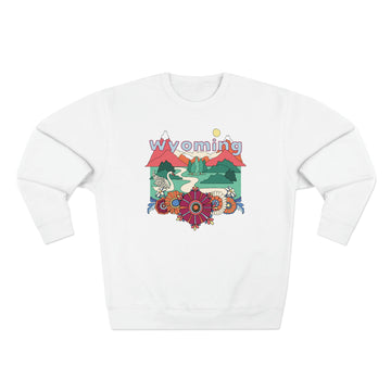 Buy white Premium Wyoming Crewneck Sweatshirt - Retro Unisex Sweatshirt
