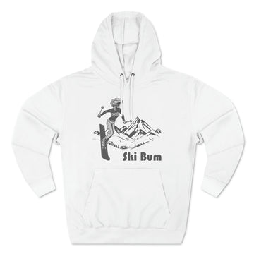 Premium Ski Bum Hoodie - Retro Unisex Sweatshirt - Skier Sketch