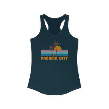 Panama City, Florida Women's Tank - Retro Palm Tree Women's Racerback Panama City Tank Top
