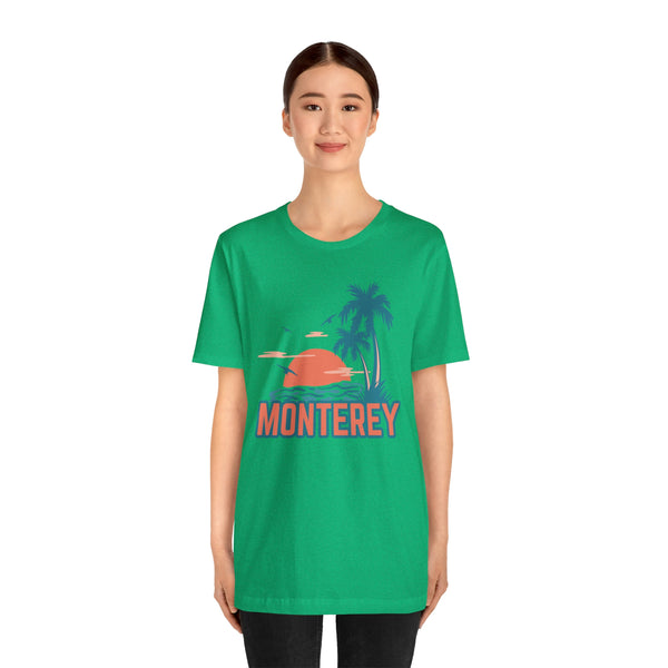 Monterey, California T-Shirt - Retro Palm Tree & Beach Unisex Monterey Shirt