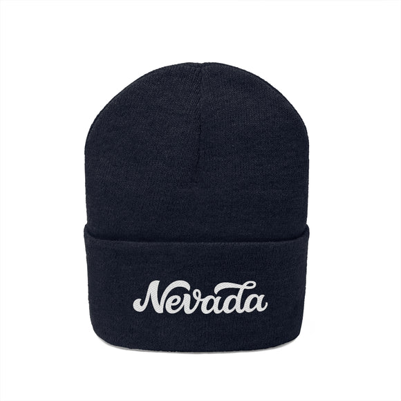 Nevada Beanie - Adult Hand Lettered Embroidered Nevada Knit Hat