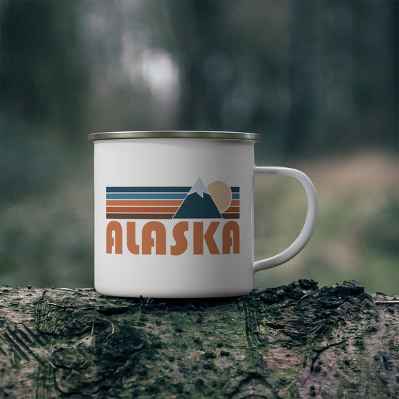 Alaska Camp Mug - Retro Mountain Enamel Campfire Alaska Mug