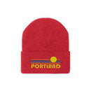 Portland, Oregon Beanie - Adult Embroidered Retro Sunset Portland Knit Hat-33