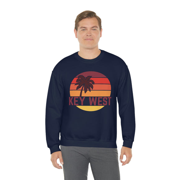 Key West, Florida Sweatshirt - Unisex Retro Palm Tree Crewneck Key West Sweatshirt