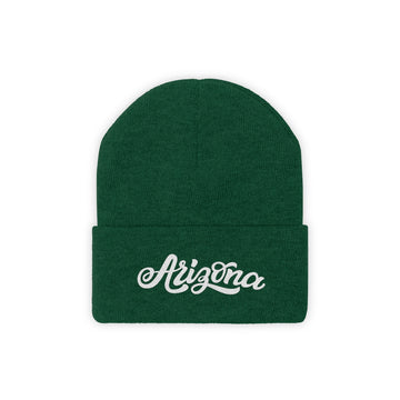 Buy hunter-green Arizona Beanie - Adult Hand Lettered Embroidered Arizona Knit Hat