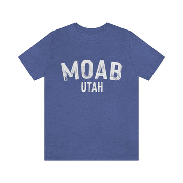 Buy heather-true-royal Moab, Utah Shirt - Paint Text Unisex Moab T-Shirt