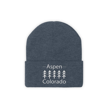 Aspen, Colorado Knit Beanie - Adult Embroidered Trees Aspen Knit Hat