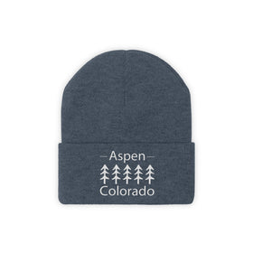 Aspen, Colorado Knit Beanie - Adult Embroidered Trees Aspen Knit Hat
