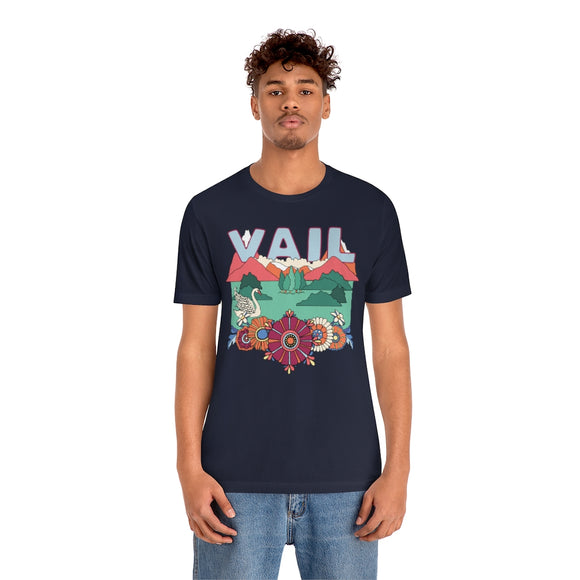 Vail T-Shirt - Retro Mountain / Hippie Style Vail, Colorado Shirt