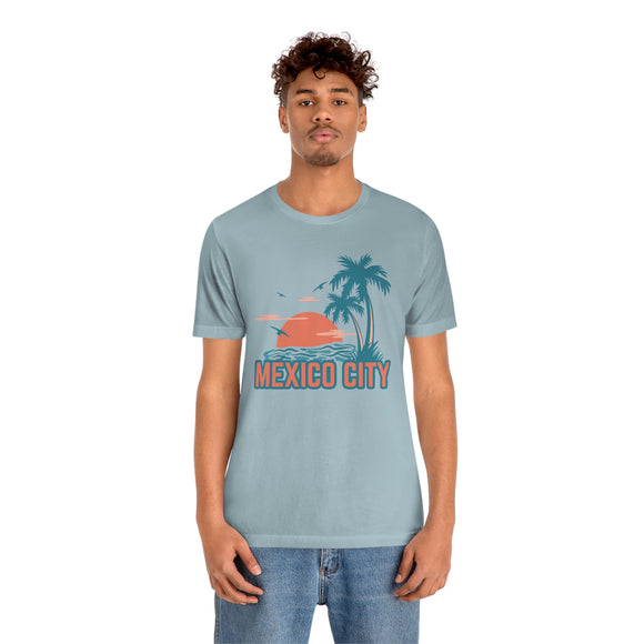 Mexico City, Mexico T-Shirt - Retro Palm Tree & Beach Unisex Mexico City Shirt