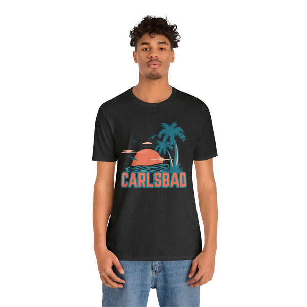 Carlsbad, California T-Shirt - Retro Palm Tree & Beach Unisex Carlsbad Shirt