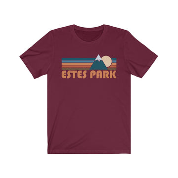 Buy maroon Estes Park, Colorado T-Shirt - Retro Mountain Adult Unisex Estes Park T Shirt