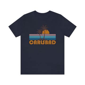 Buy navy Carlsbad, California T-Shirt - Retro Palm Tree Unisex Carlsbad Shirt