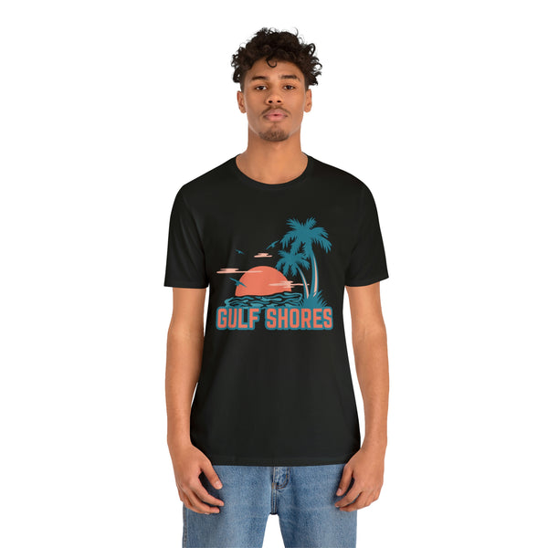 Gulf Shores, Alabama T-Shirt - Retro Palm Tree & Beach Unisex Gulf Shores Shirt