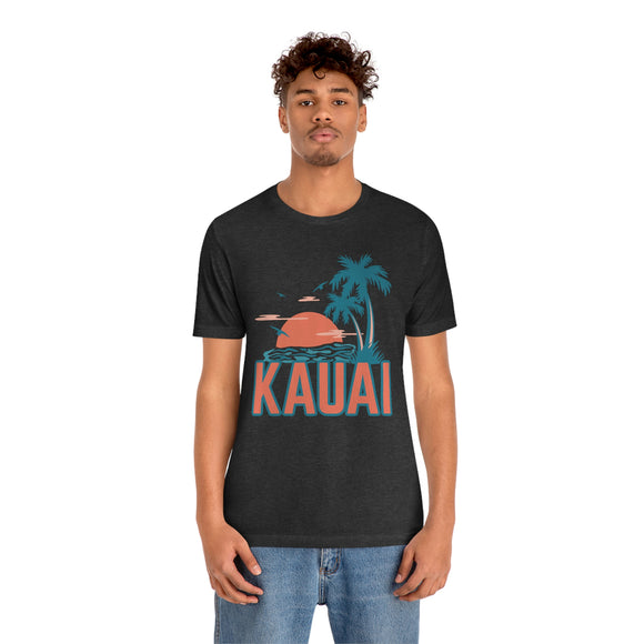 Kauai, Hawaii T-Shirt - Retro Palm Tree & Beach Unisex Kauai Shirt