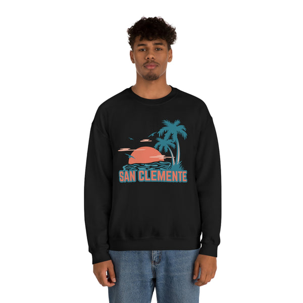 San Clemente, California Sweatshirt - Unisex Retro Palm Tree Crewneck San Clemente Sweatshirt