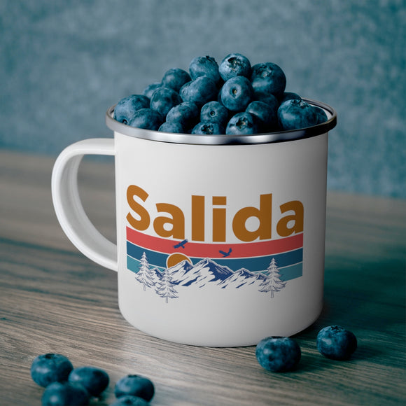 Salida, Colorado Camp Mug - Mountain Sunset Enamel Campfire Salida Mug