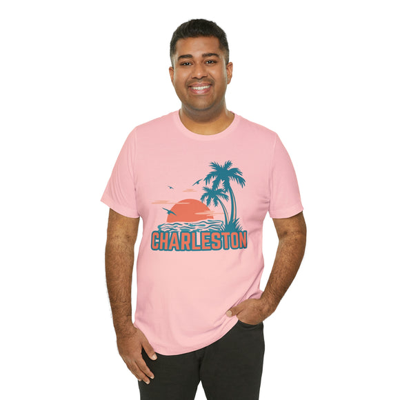 Charleston, South Carolina T-Shirt - Retro Palm Tree & Beach Unisex Charleston Shirt