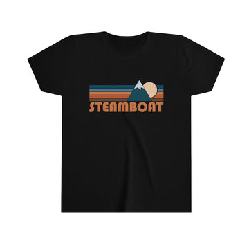 Buy black Steamboat Youth T-Shirt - Retro Mountain Colorado Kid's TShirt