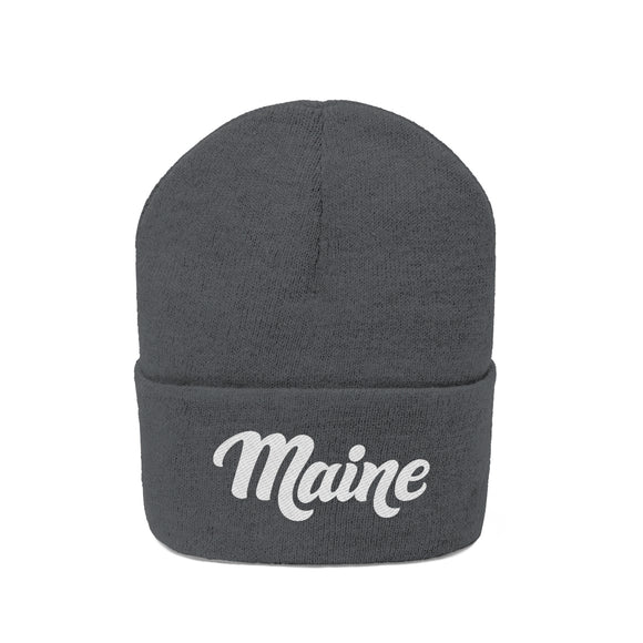 Maine Beanie - Adult Hand Lettered Embroidered Maine Knit Hat