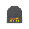 Maine Beanie - Adult Embroidered Retro Sunset Maine Knit Hat