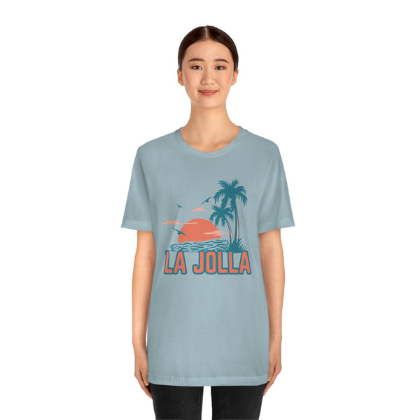 La Jolla, California T-Shirt - Retro Palm Tree & Beach Unisex La Jolla Shirt