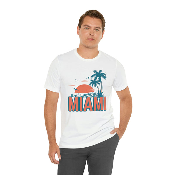 Miami, Florida T-Shirt - Retro Palm Tree & Beach Unisex Miami Shirt