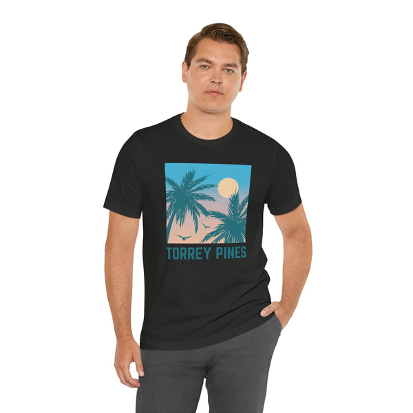Torrey Pines, California T-Shirt - Retro Palm Tree & Beach Unisex Torrey Pines Shirt