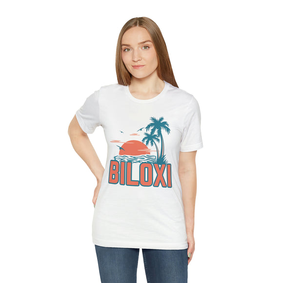 Biloxi, Mississippi T-Shirt - Retro Palm Tree & Beach Unisex Biloxi Shirt