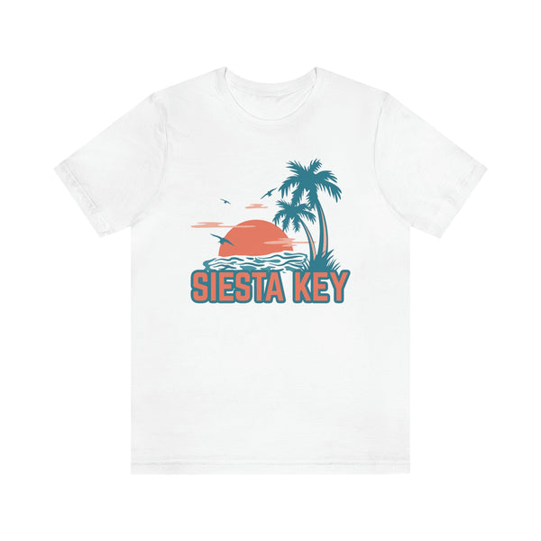 Siesta Key, Florida T-Shirt - Retro Palm Tree & Beach Unisex Siesta Key Shirt